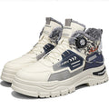 Men's Waterproof Velvet-Lined Martin Work Boots High-Top Thick Sole