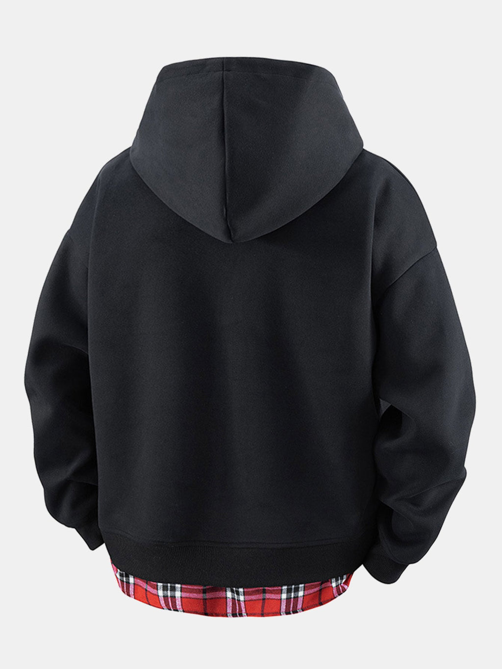 Sudadera 2 en 1 a cuadros con cremallera y bolsillo tipo canguro