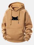 Sweat à capuche à cordon de serrage avec motif chat noir
