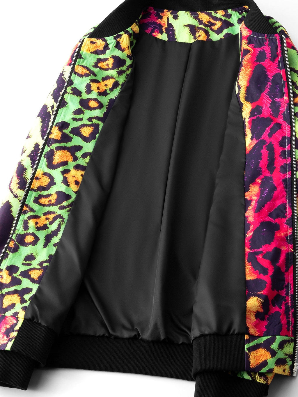 Colorful Leopard Prin Zip-Up Bomber Jacket