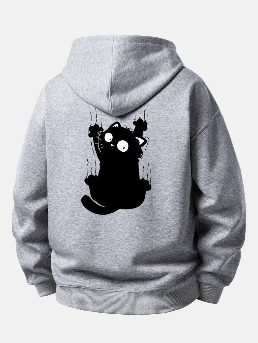 Sweat à capuche coupe décontractée imprimé Chat noir
