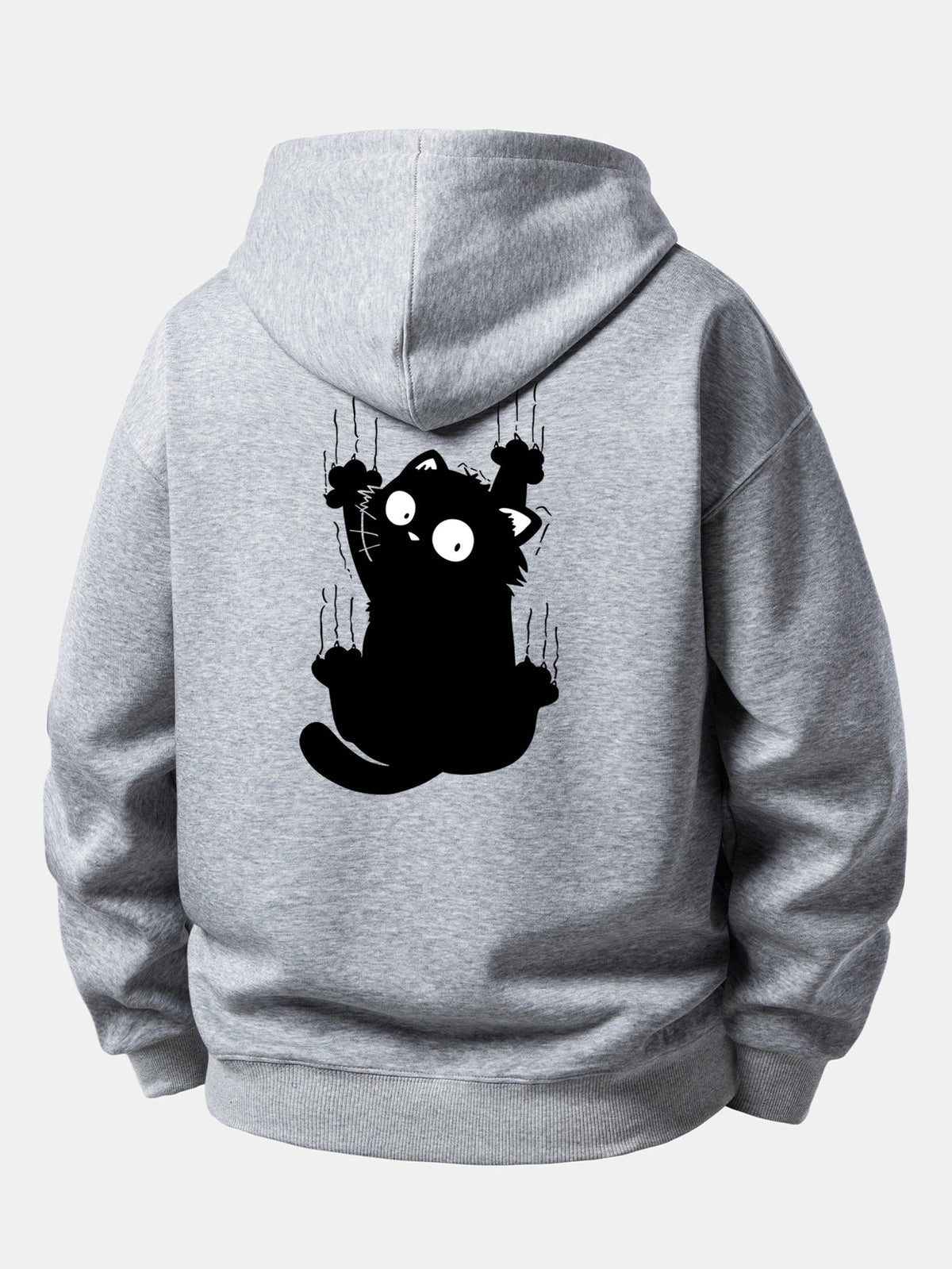 Sweat à capuche coupe décontractée imprimé Chat noir