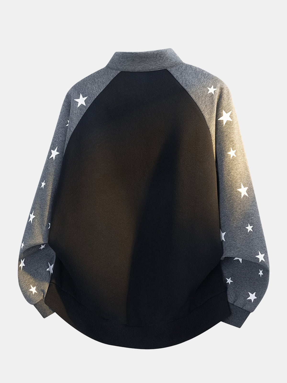 Star Print Quarter Zip Raglan-Seeve Sweatshirt