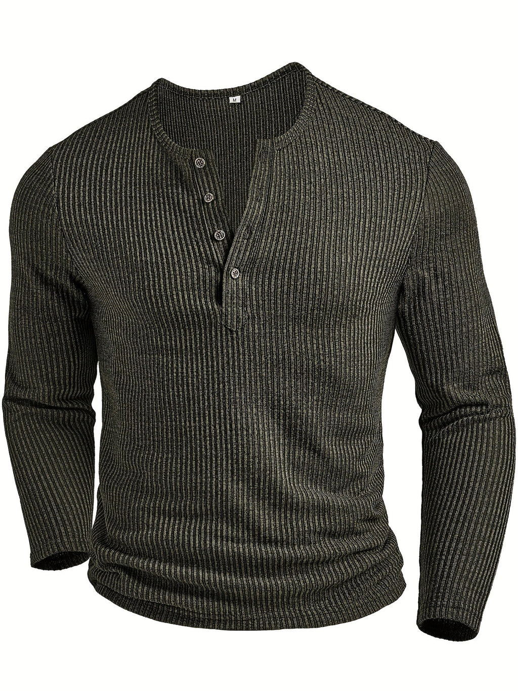 Malcolm | Ribbed Long-Sleeve Henley Shirt