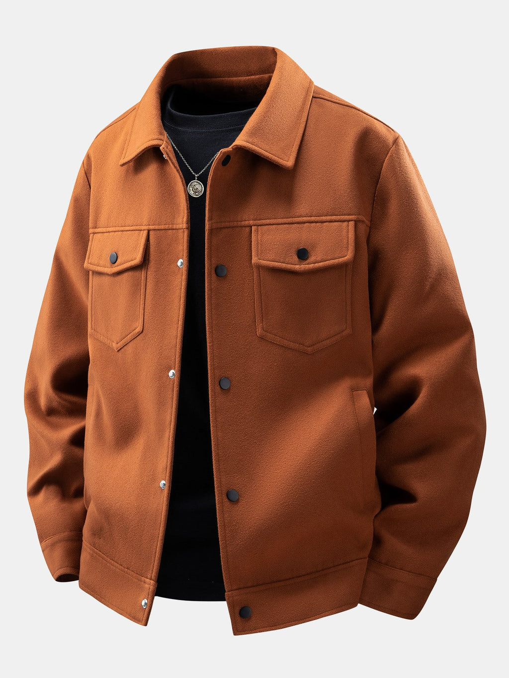 Wool-Look Snap Button Jacket