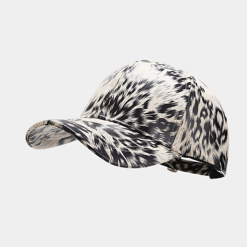 Mayweather Faux Leather Animal Print Baseball Cap