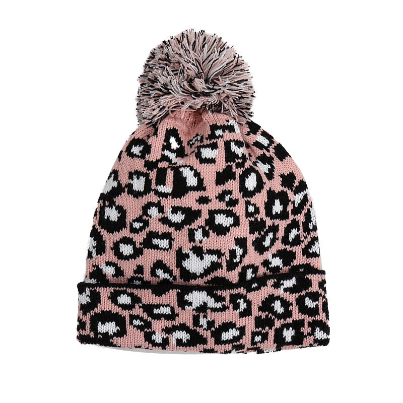 Perkins Wool Leopard Knit Hat with Flat Brim