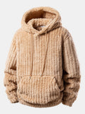 Sweat à capuche en polaire teddy avec poche kangourou et rayures
