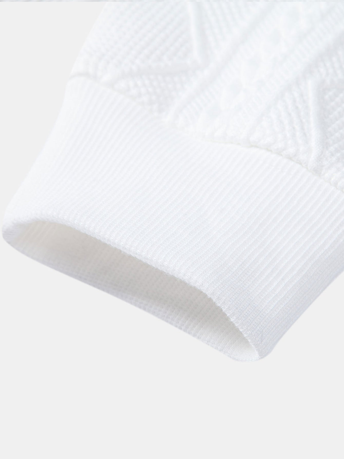 Geometric Jacquard Polo Collar Sweatshirt