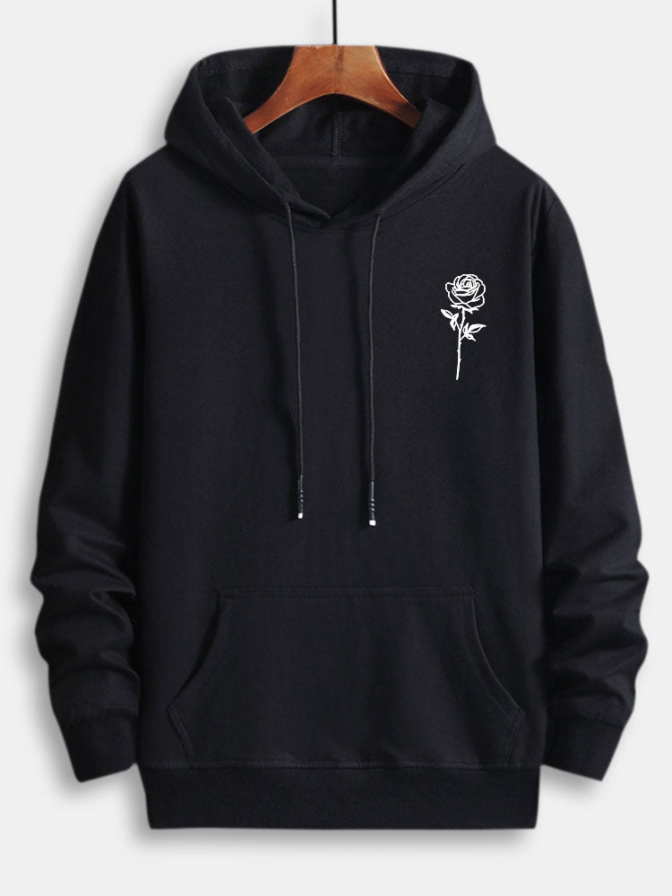 Sudadera con capucha de algodón con estampado de rosas