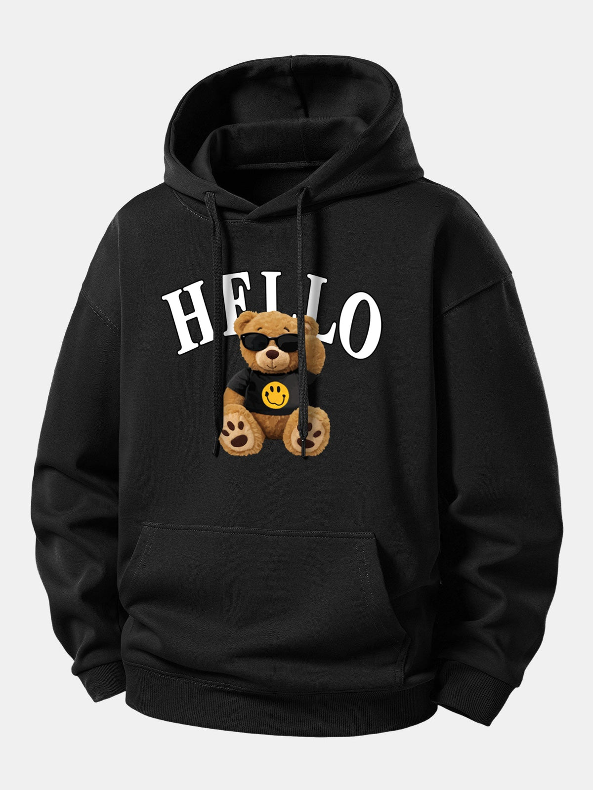 Sudadera con capucha de corte holgado con estampado de oso con gafas de sol Hola