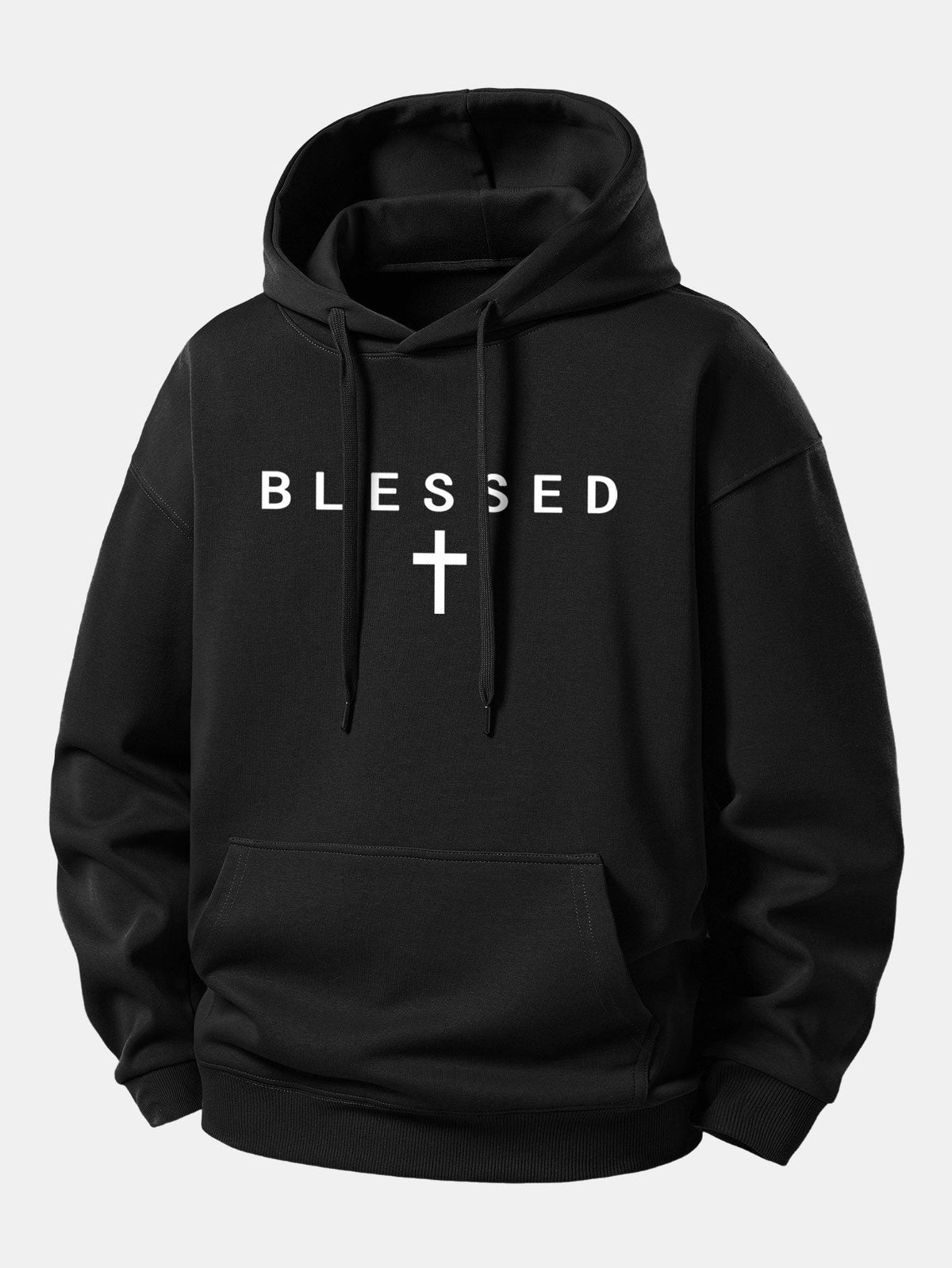 Sweat à capuche coupe décontractée imprimé Blessed Cross