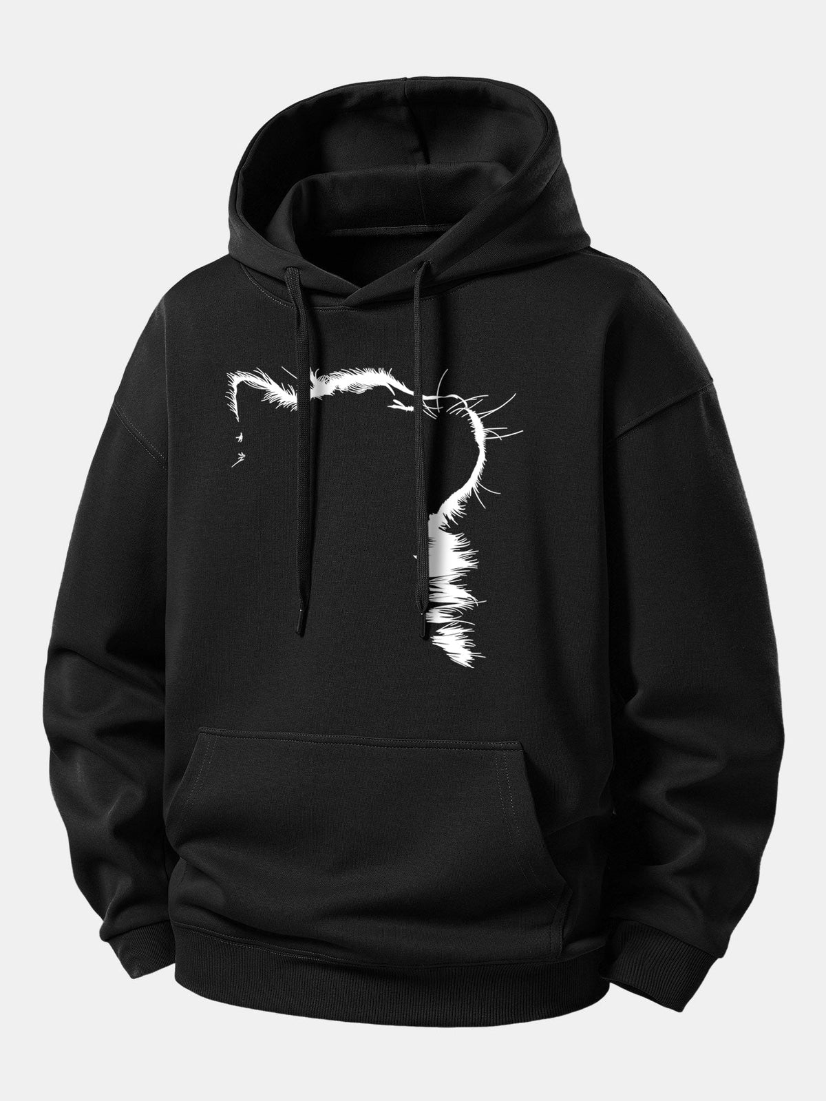 Sweat à capuche coupe décontractée avec motif chat en contours