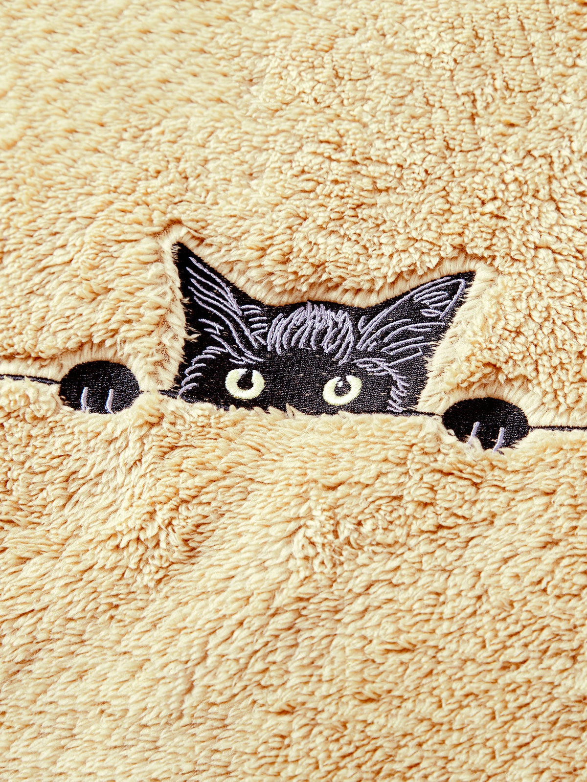 Sudadera con capucha y peluche bordado de gato negro