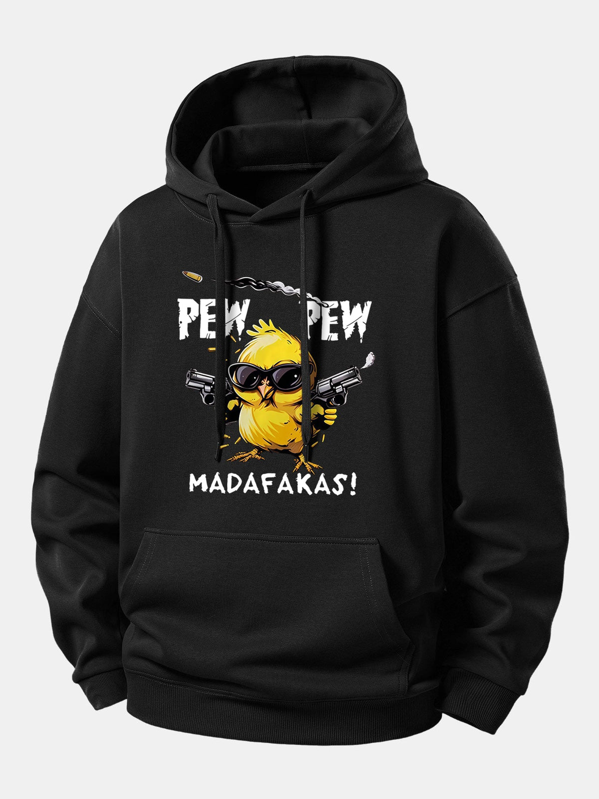 Sweat à capuche coupe décontractée imprimé poulet PEW PEW MADAFAKAS