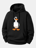 Sweat à capuche coupe décontractée imprimé canard faisant un doigt d'honneur