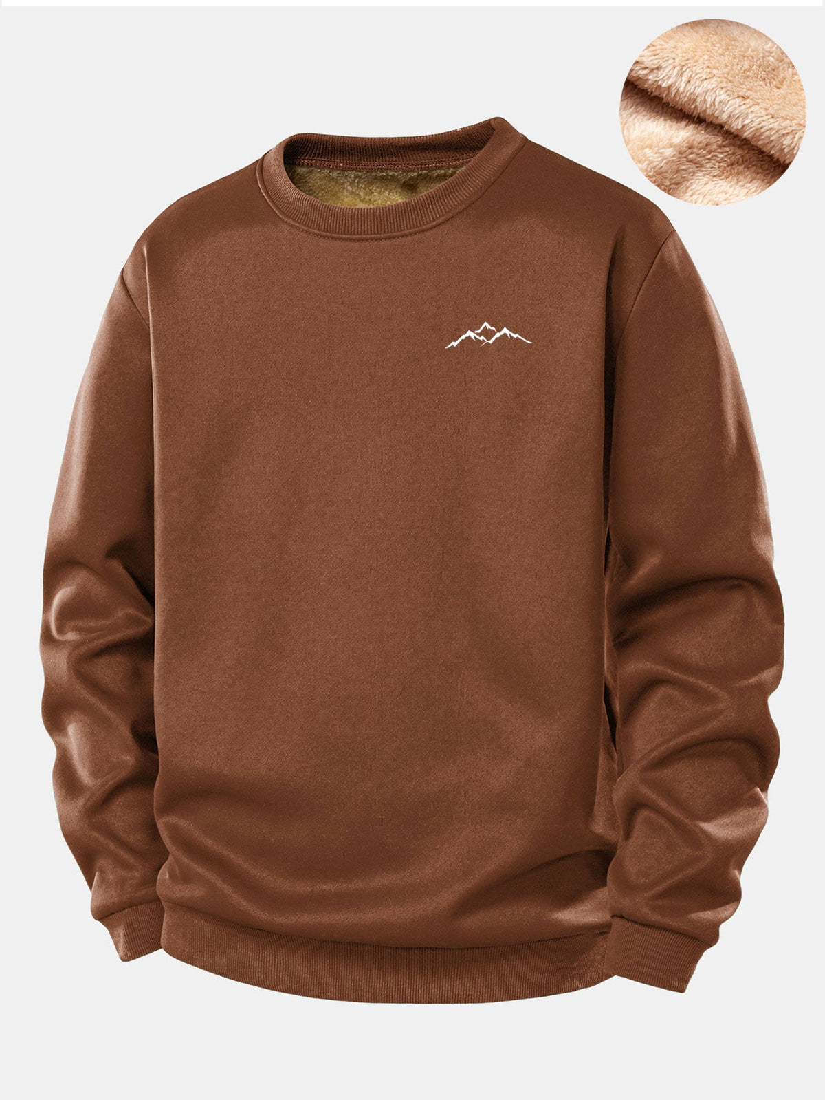 Mountain Print Teddy Fleece Lined Sweatshirt