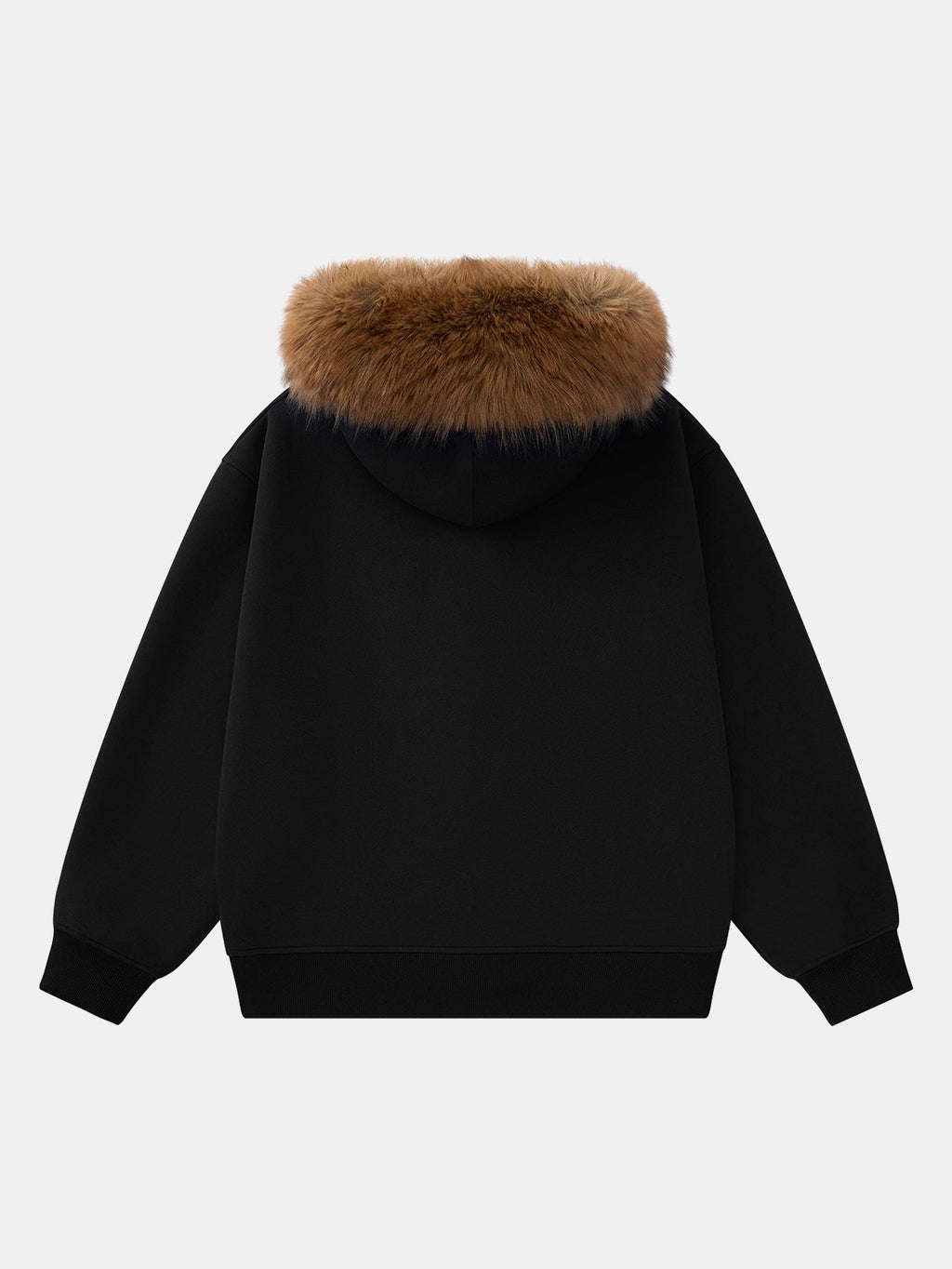 Sudadera con cremallera y ribete de piel sintética
