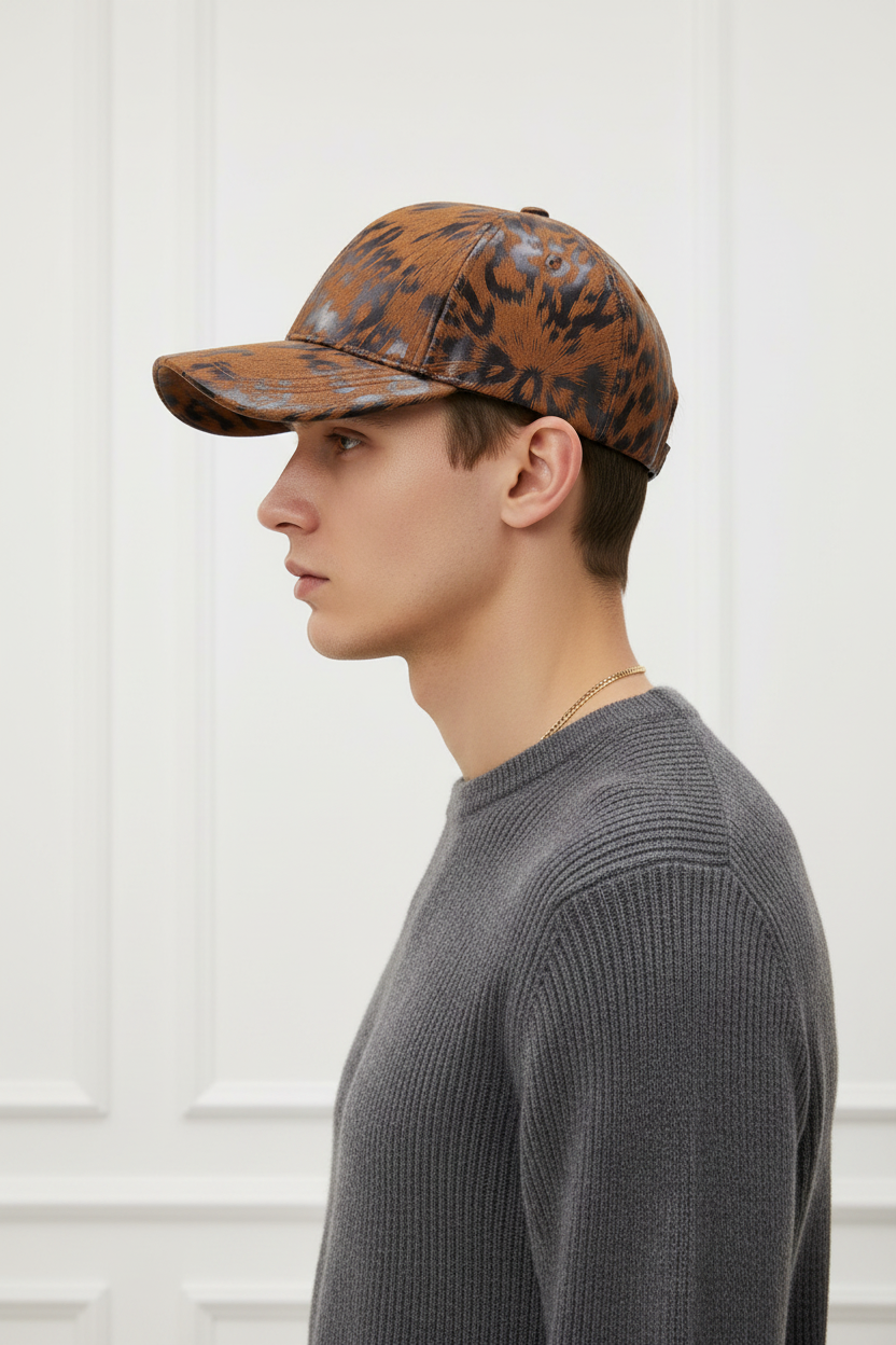 Gorra de béisbol de piel sintética con estampado animal Mayweather