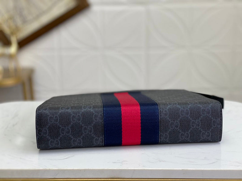 Pochette Gucci GG Supreme à bande Web – Noir Gris
