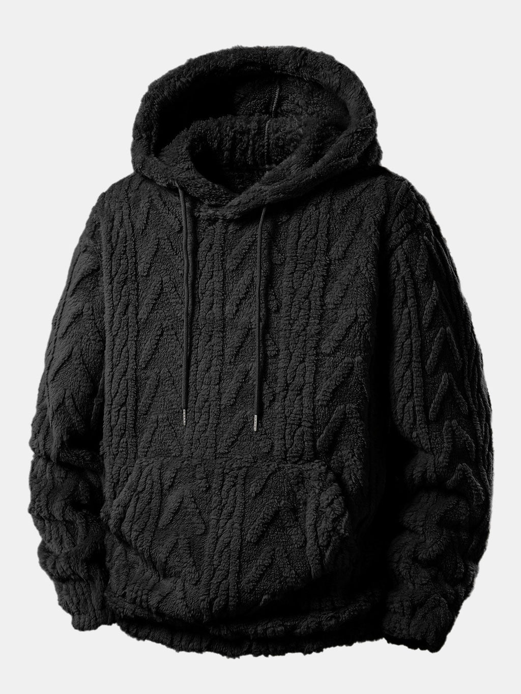 Sweat à capuche en sherpa jacquard géométrique