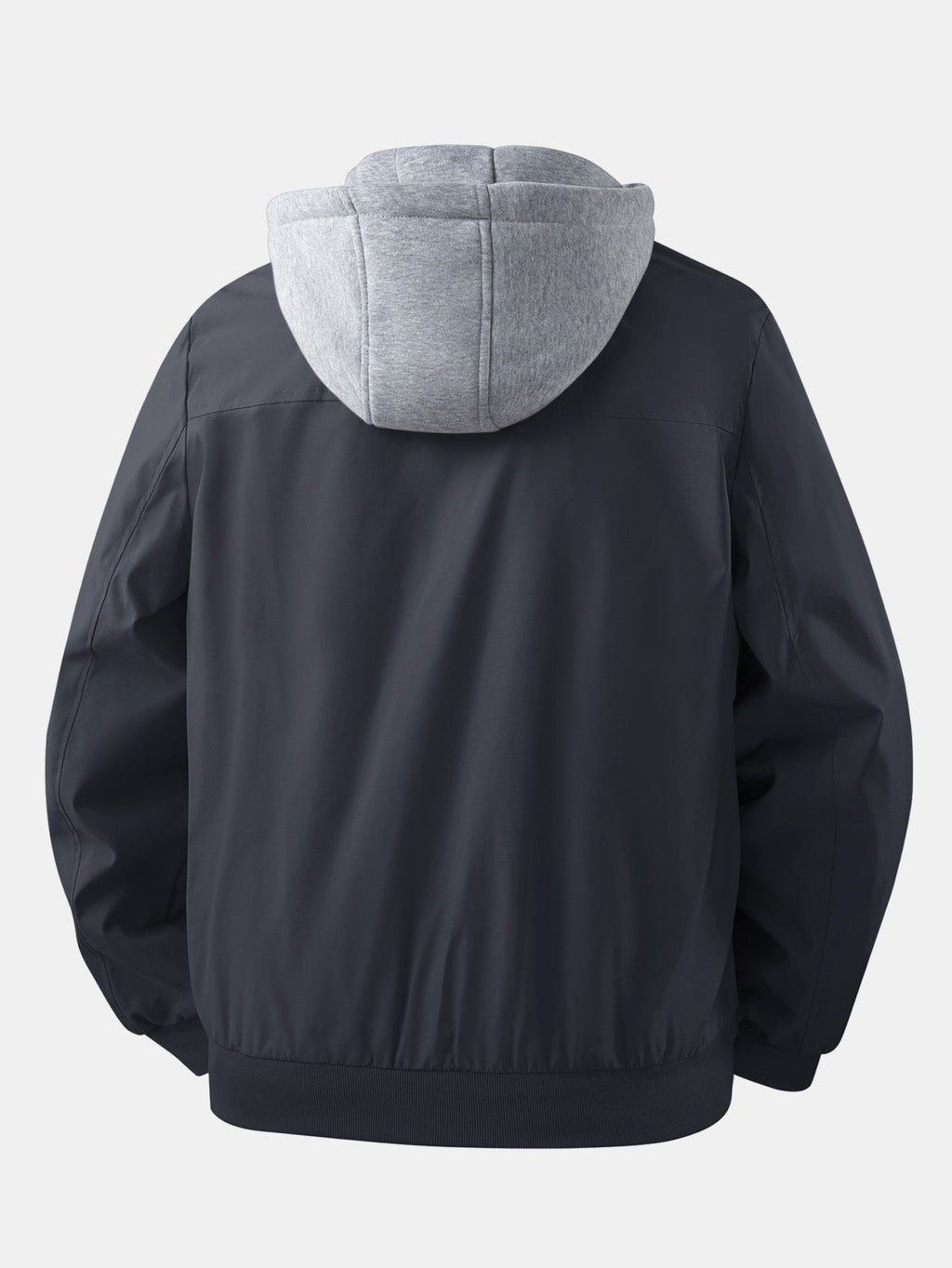Detachable Hood Zip-Up Bomber Jacket