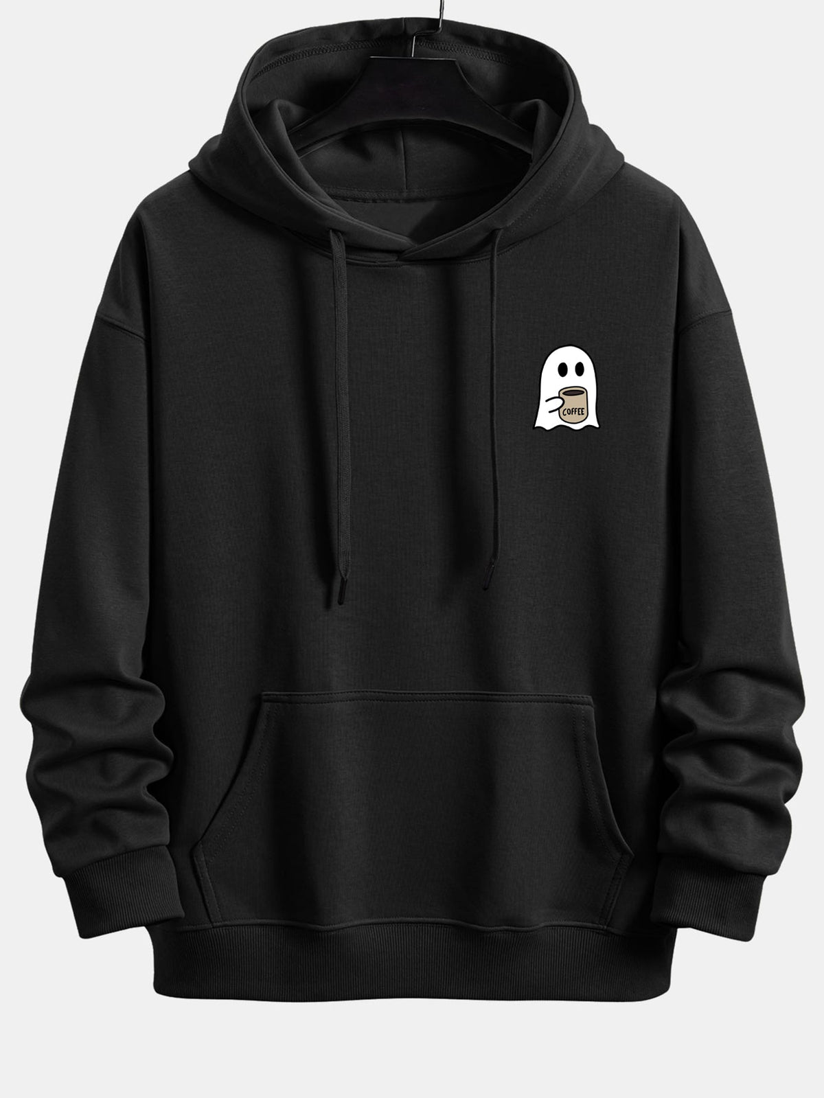 Sudadera con capucha corte relajado estampado de fantasma tomando café
