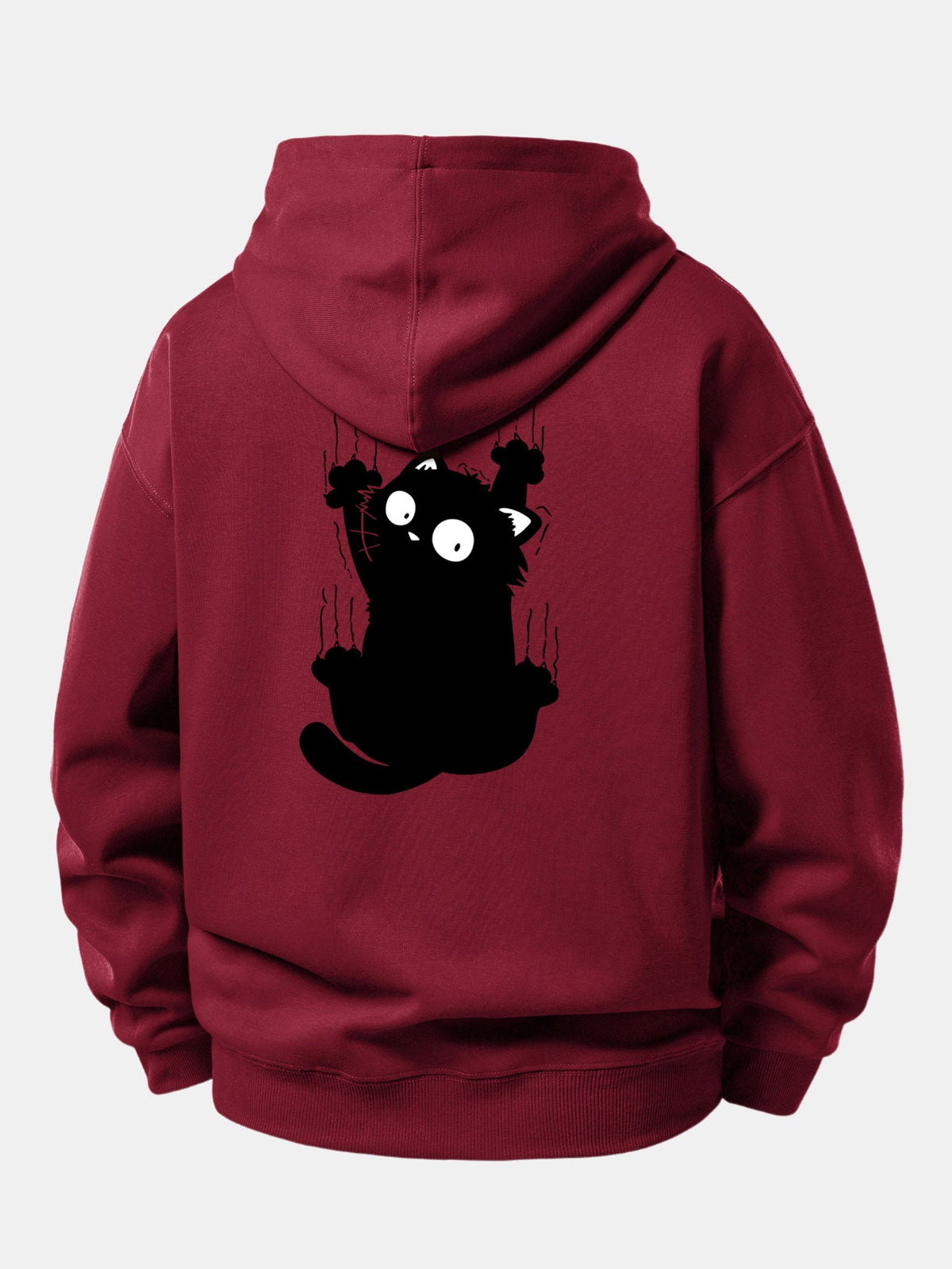Sweat à capuche coupe décontractée imprimé Chat noir