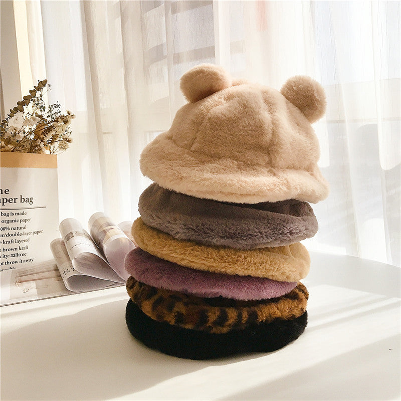 Brooks Kids Leopard Print Dome Beanie with Faux Fur Ear Detail – Toddler Winter Hat