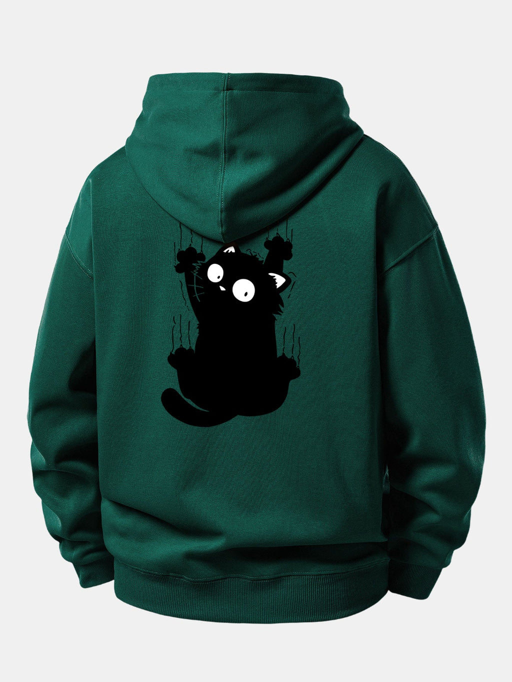 Sweat à capuche coupe décontractée imprimé Chat noir