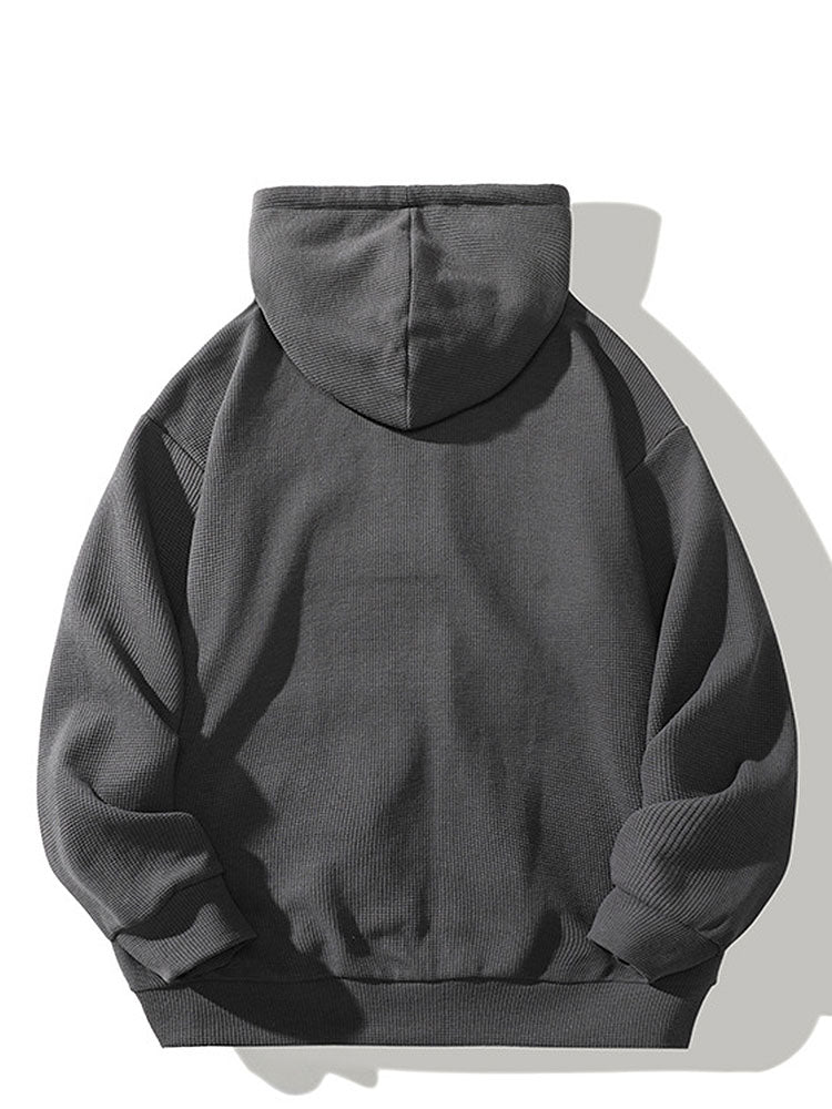 Sweat à capuche zippé en maille gaufrée coupe décontractée