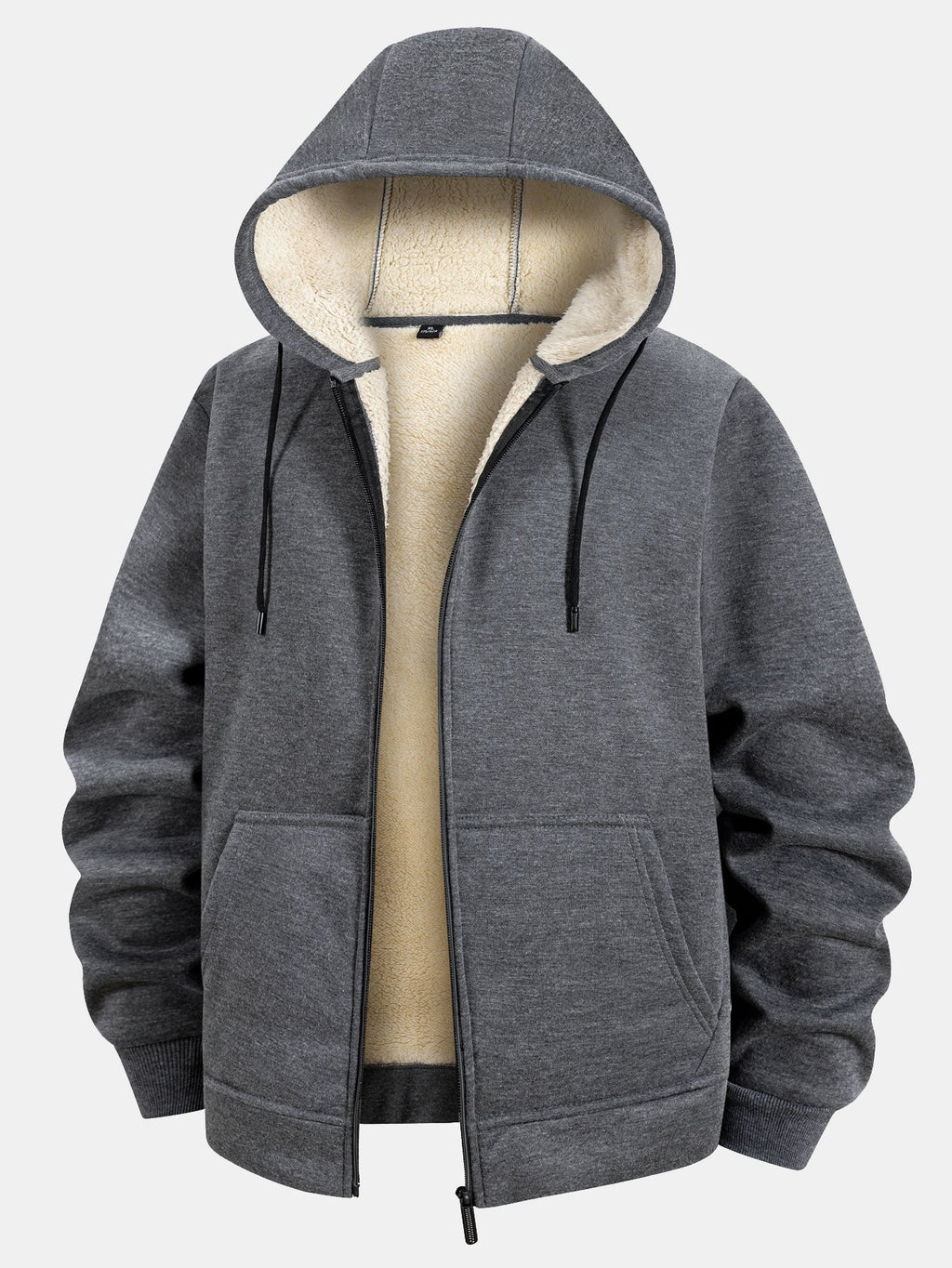Sudadera con capucha, bolsillo canguro, cremallera y forro de borreguito