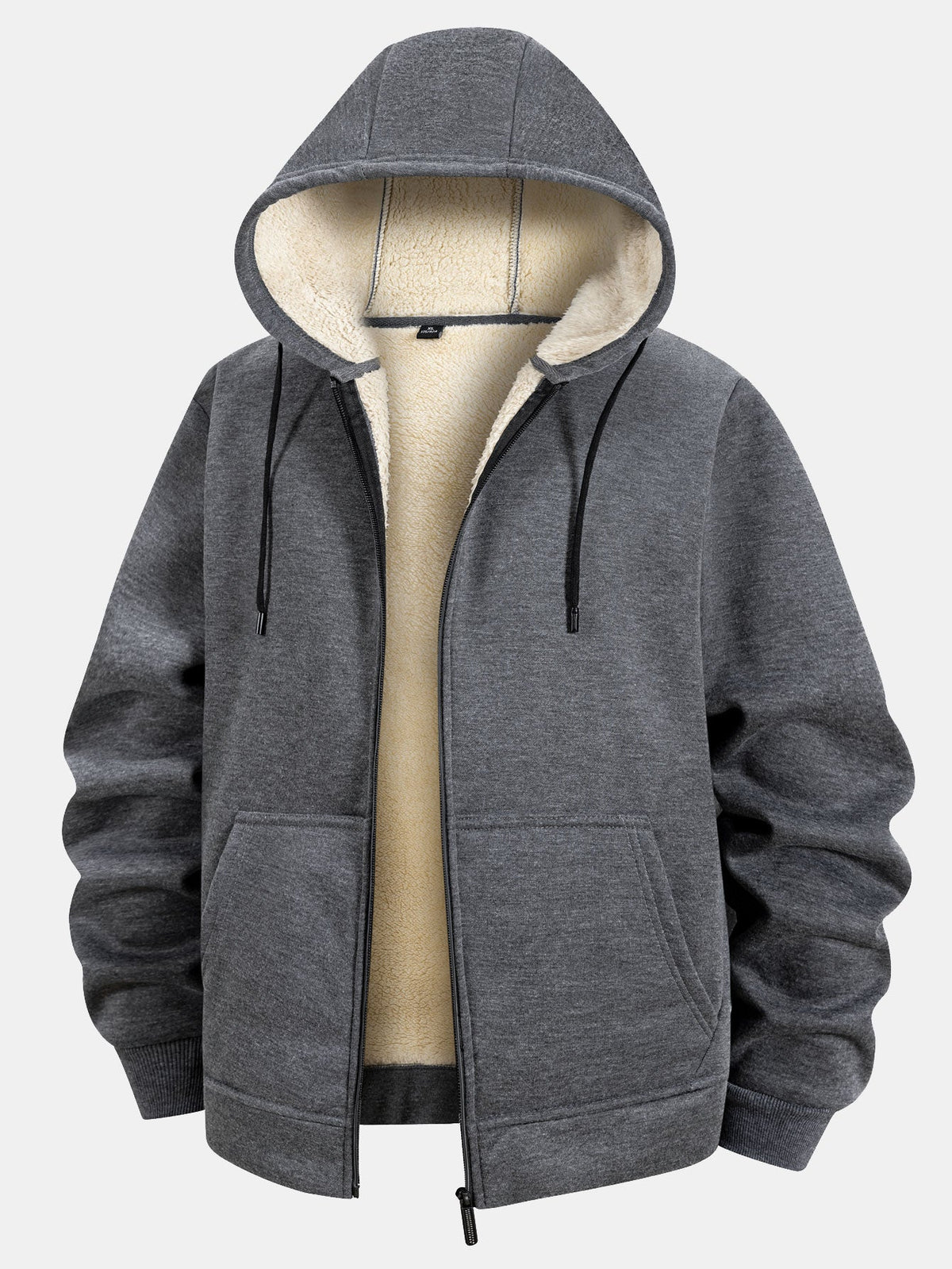 Sudadera con capucha, bolsillo canguro, cremallera y forro de borreguito
