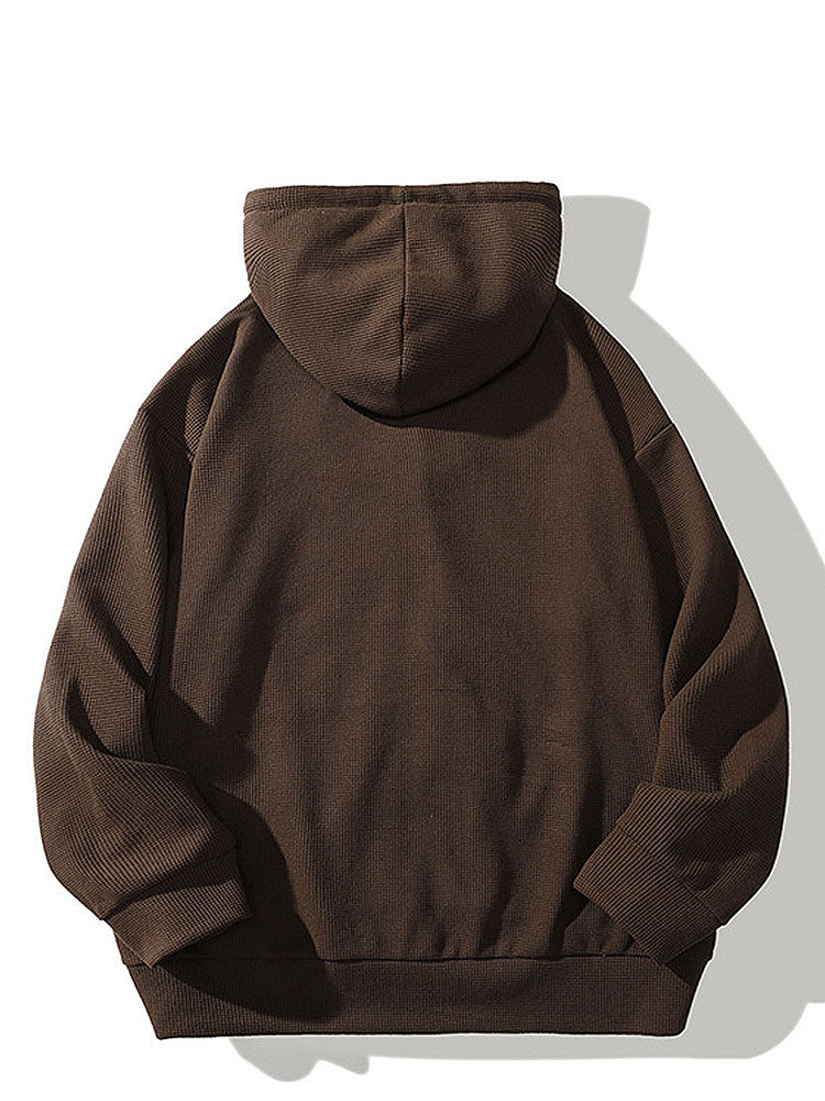 Sweat à capuche zippé en maille gaufrée coupe décontractée