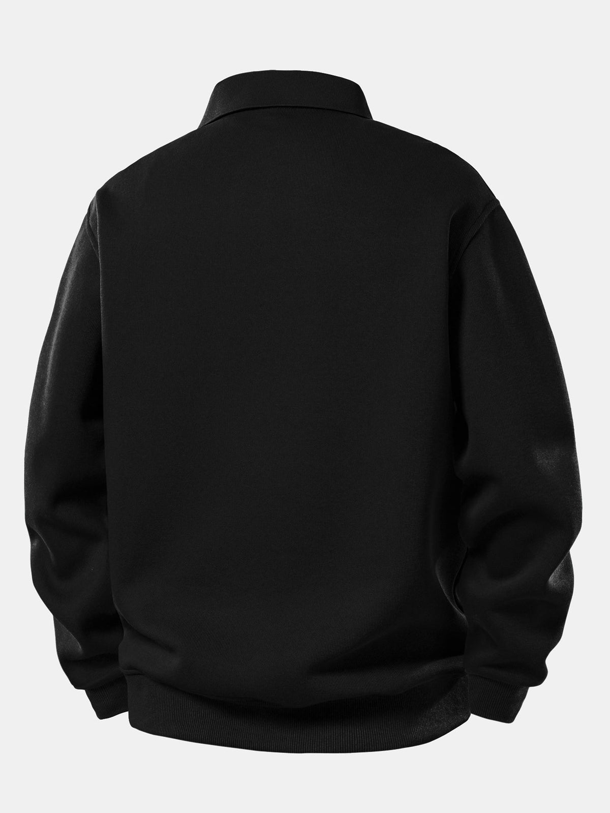Solid Polo Collar Sweatshirt