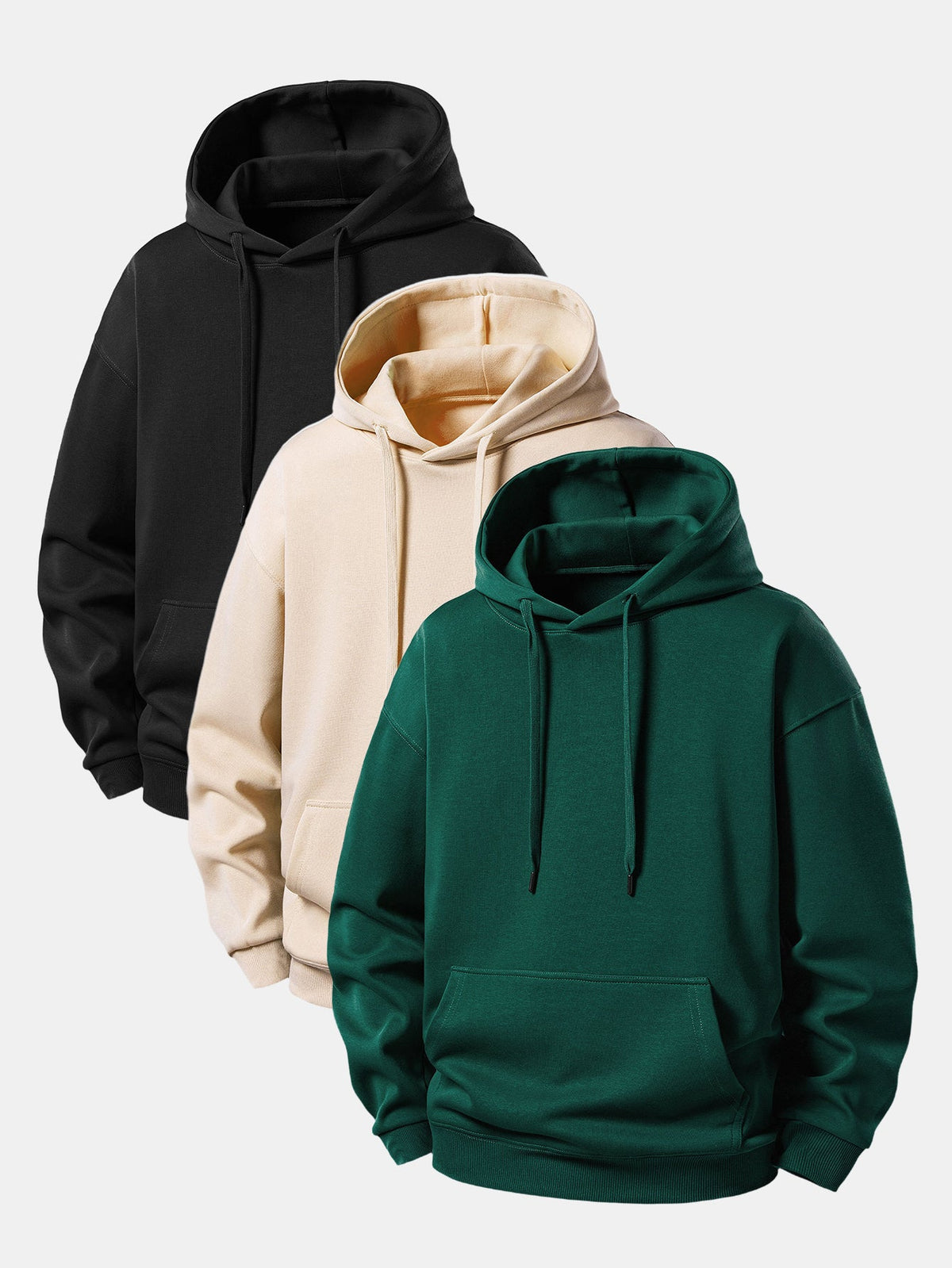 3 Pieces Basic Relax Fit Hoodie
