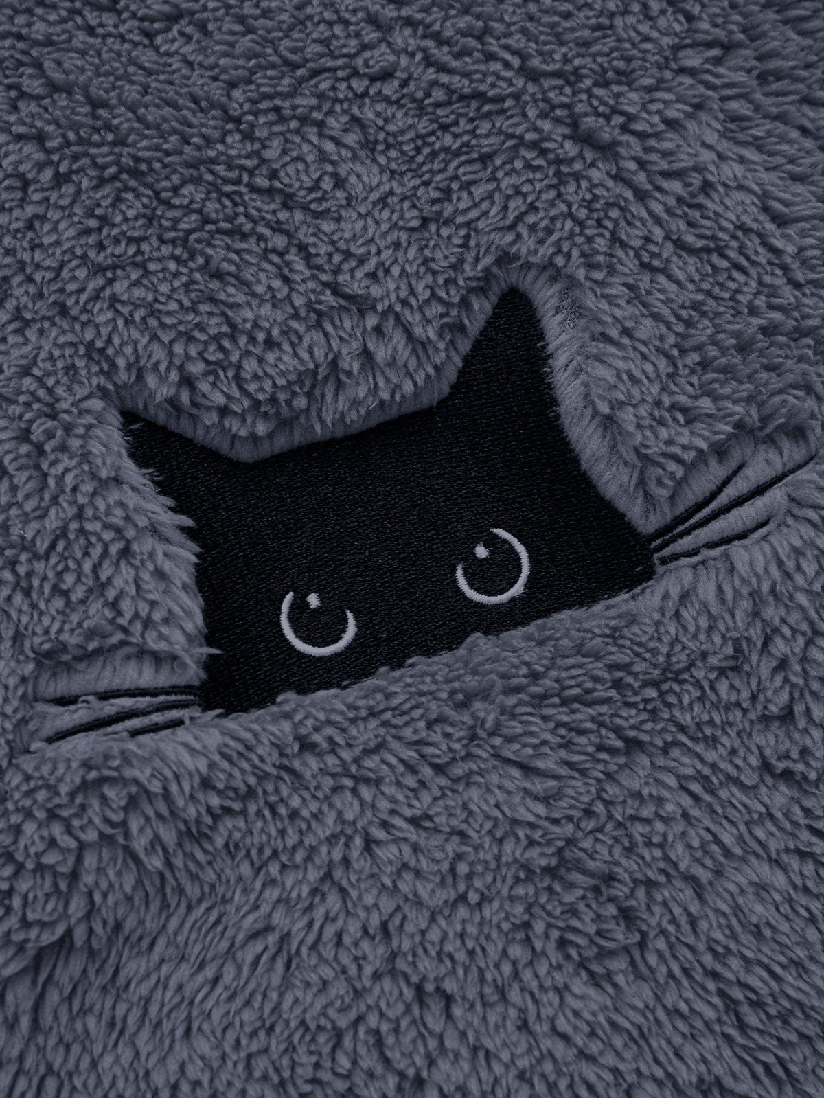 Sweat à capuche zippé avec broderie chat noir
