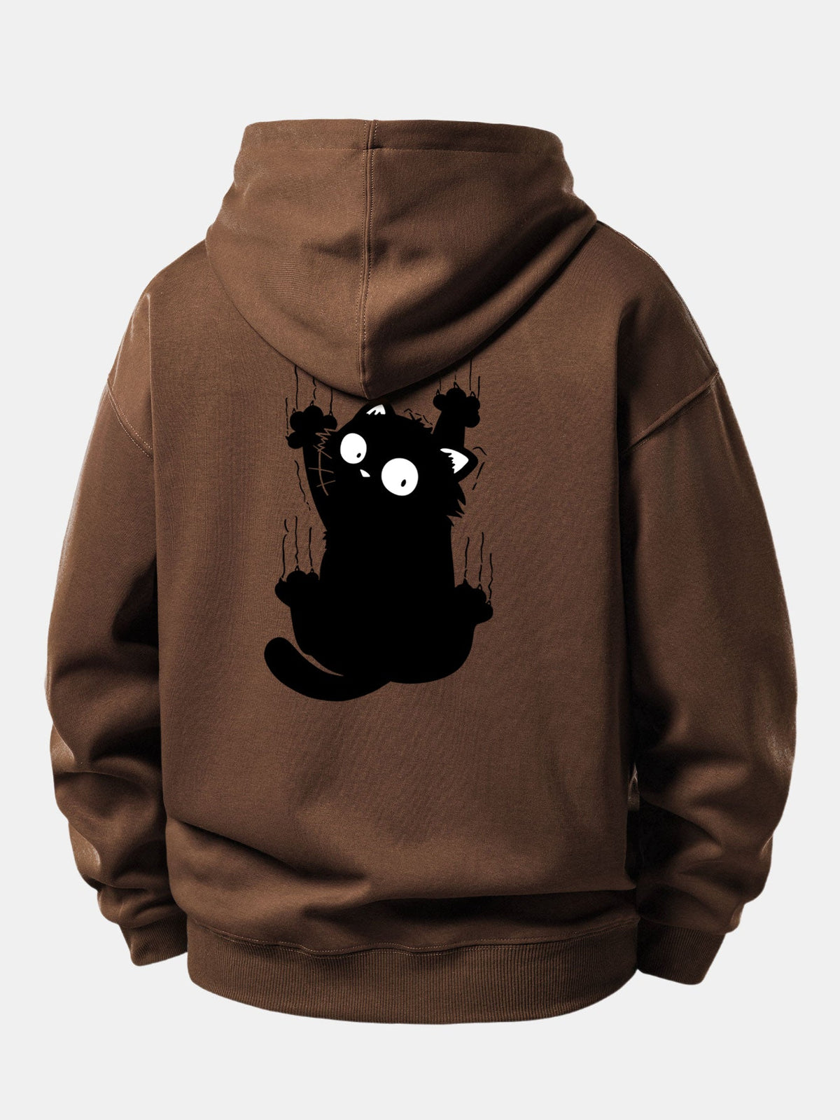 Sweat à capuche coupe décontractée imprimé Chat noir