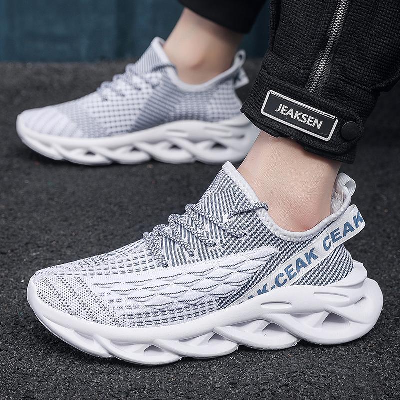 Flyknit Mesh Sneakers For Men Lightweight Breathable Athletic Design Shoes