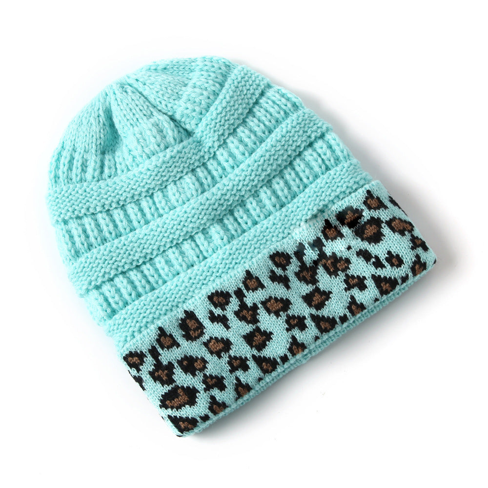 Tarver Leopard Print Cuffed Cable Knit Beanie – Warm, Windproof, 10 Colors