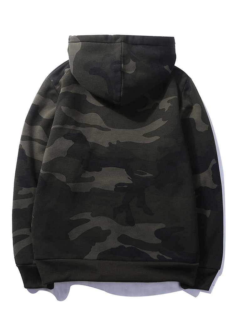 Camo Print Drawstring Hoodie