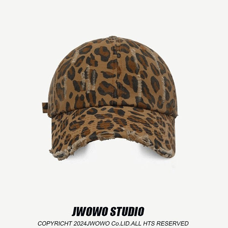 Levert Leopard Print Cotton Peaked Cap
