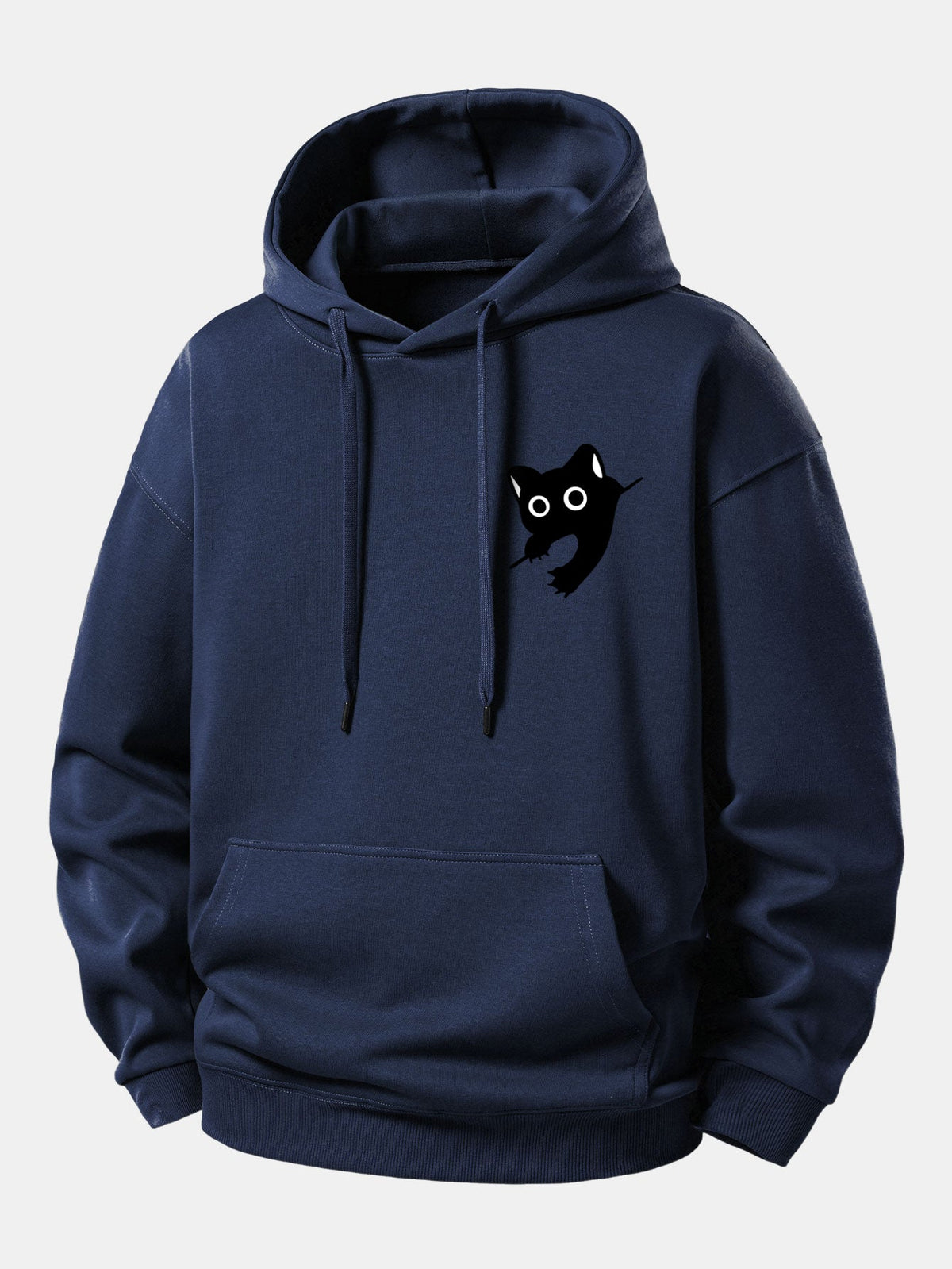 Sweat à capuche coupe décontractée imprimé Chat noir