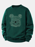 Polka Dot Bear Print Relax Fit Sweatshirt