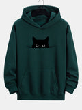Black Cat Print Relax Fit Hoodie