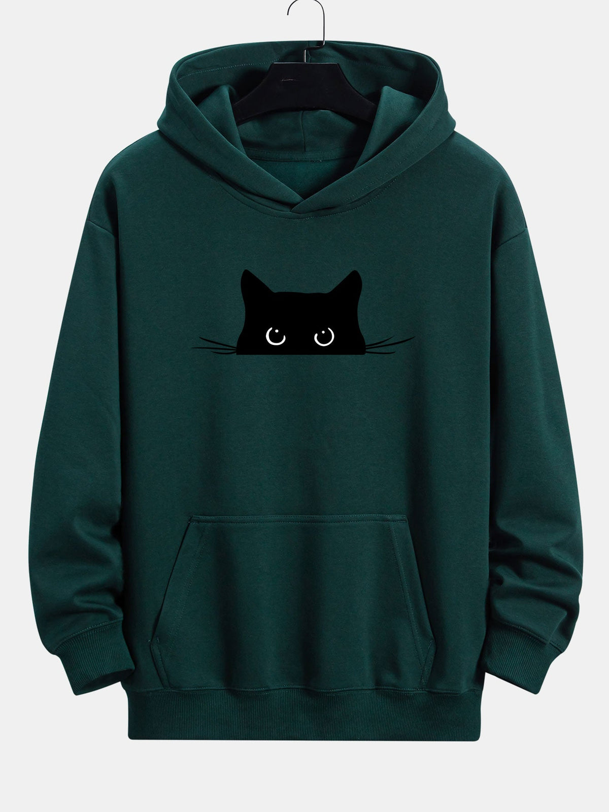 Black Cat Print Relax Fit Hoodie