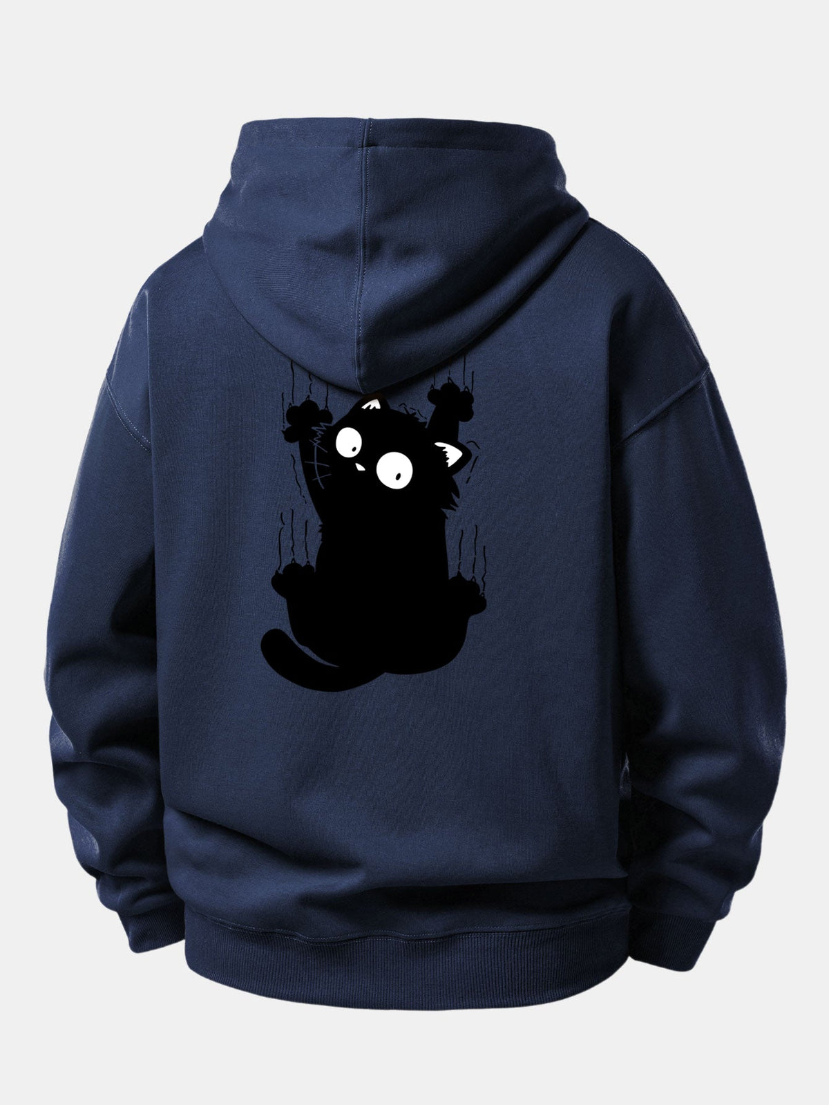 Sweat à capuche coupe décontractée imprimé Chat noir