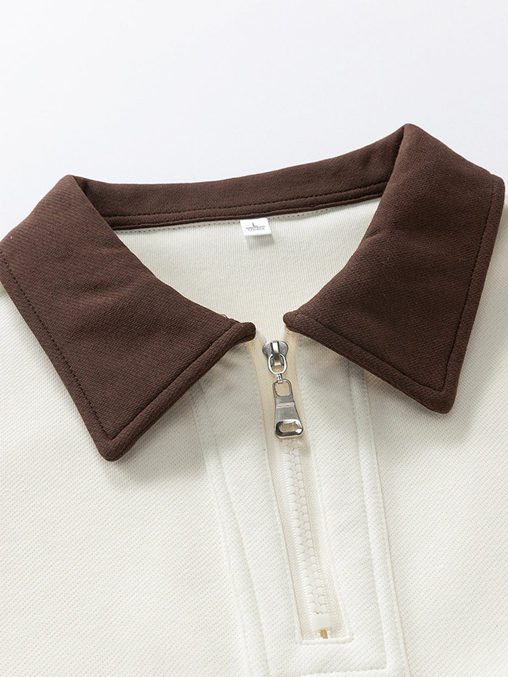 Color Block Zipper Polo Sweatshirt
