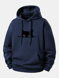 Sweat à capuche coupe décontractée imprimé Chat noir