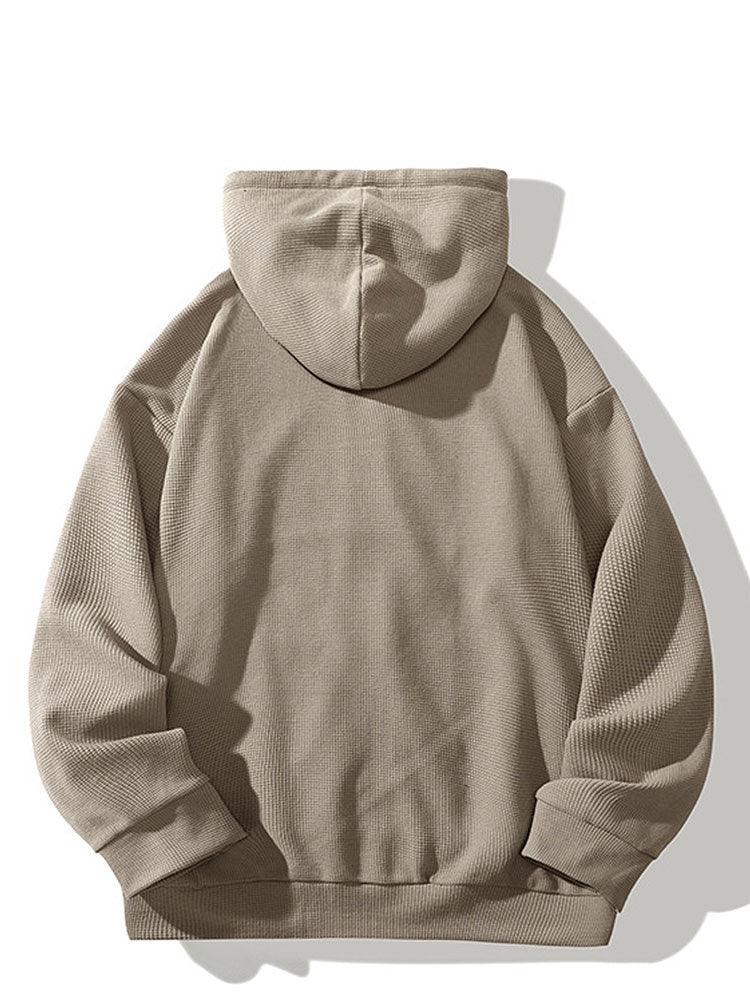 Sweat à capuche zippé en maille gaufrée coupe décontractée
